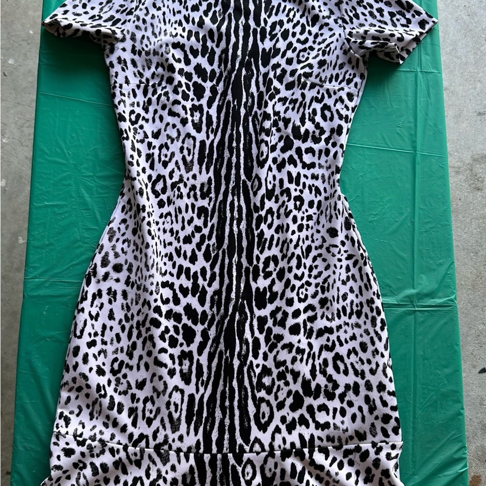 Michael Kors Black and White Bodycon Mini Dress